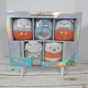 Disney100 Squishmallows Set Of 5 Plush Toys NIB Collectible Metallic Finish